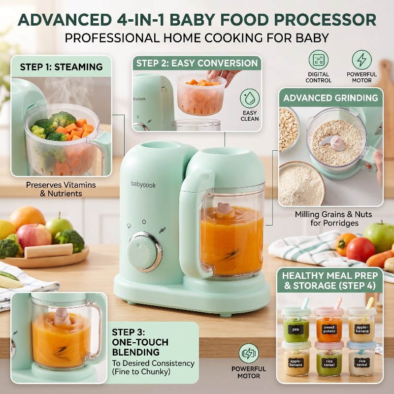 Baby Food Hand Blender - Máquina Multifuncional de Alta Precisión para